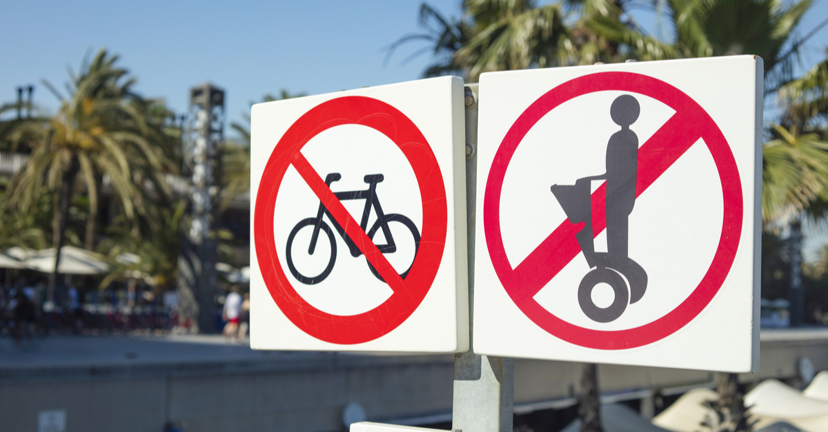 Traffic signs for Sedgways, bikes, electric scooters
